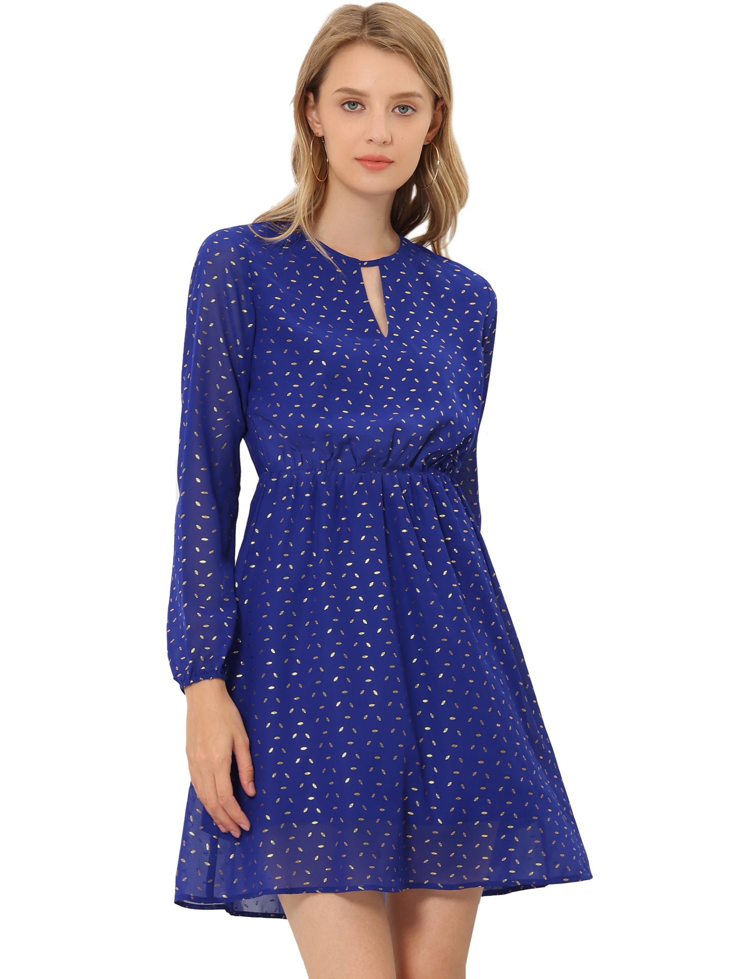 Women's Choker V Neck Gilding Metallic Star Flared A-Line Dress