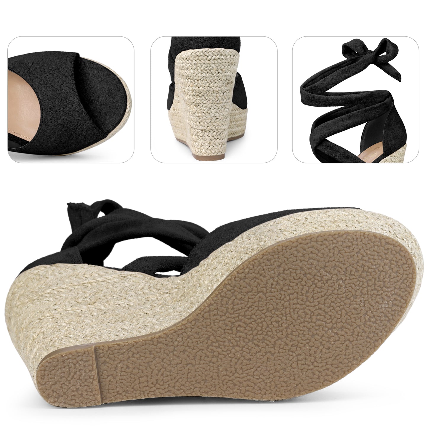 Alpargatas con cordones y cuñas para mujer