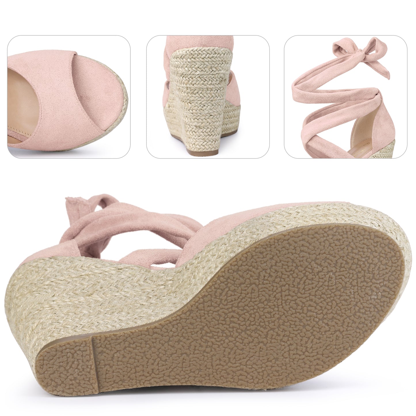 Women Lace Up Espadrilles Wedges Heels Sandals
