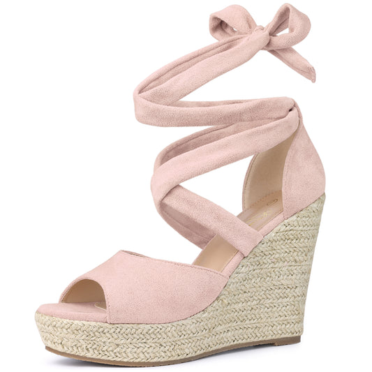 Women Lace Up Espadrilles Wedges Heels Sandals