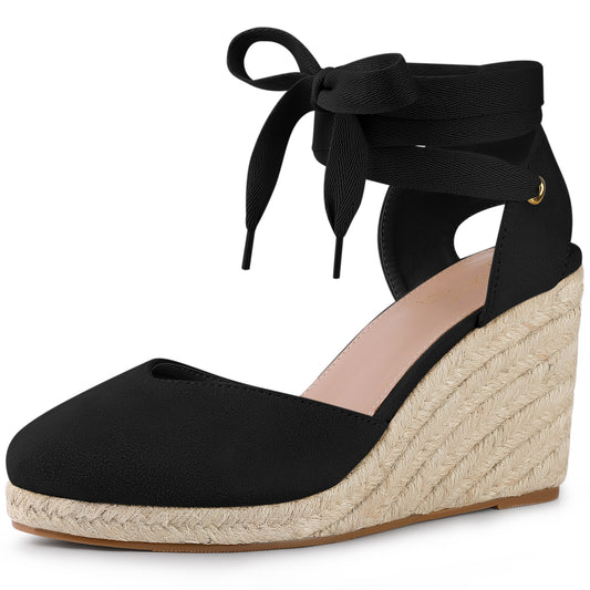 Sandalias de plataforma con cuña y cordones para mujer