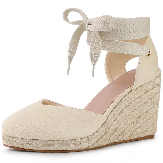 Sandalias de plataforma con cuña y cordones para mujer