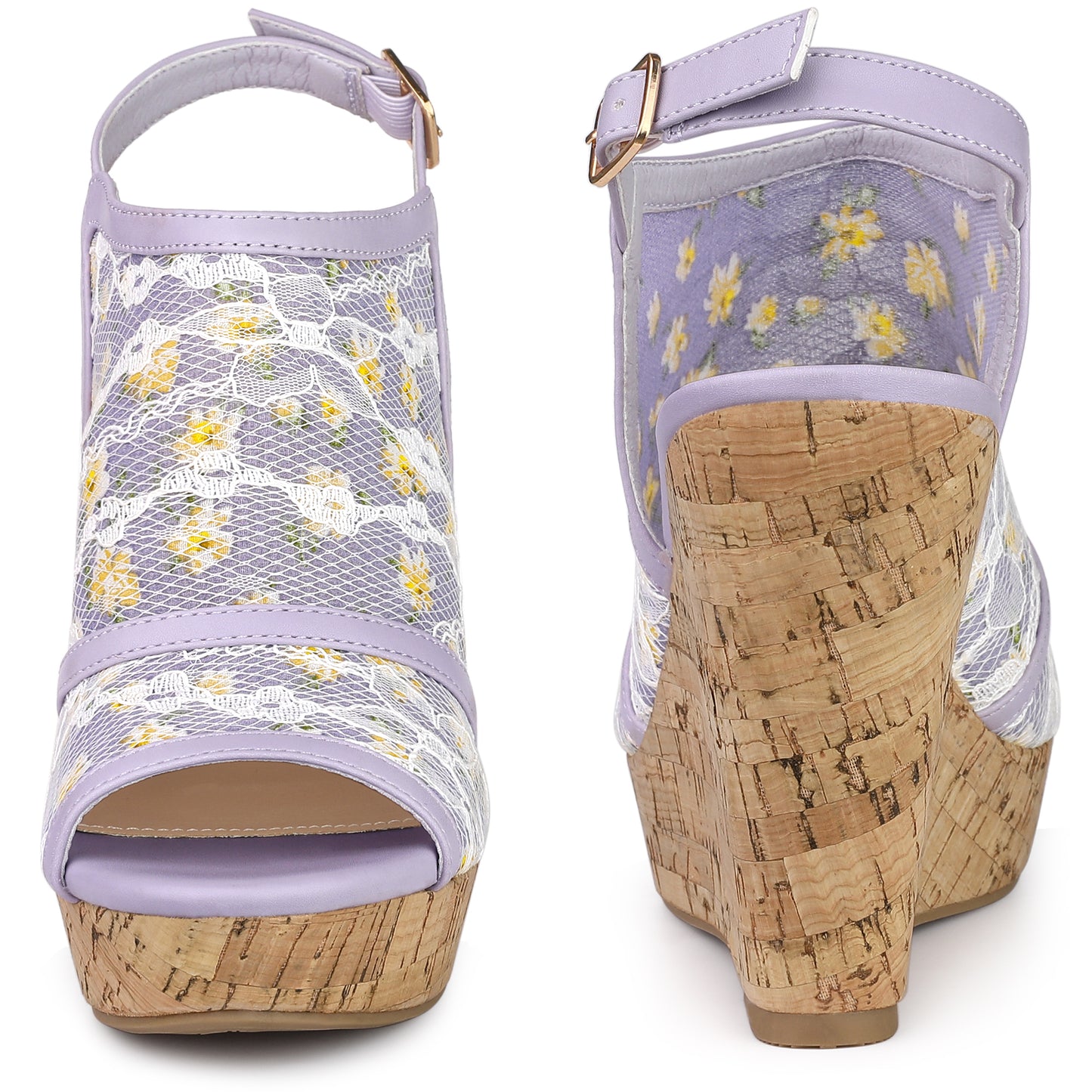 Sandalias de cuña con plataforma y tacón destalonado para mujer