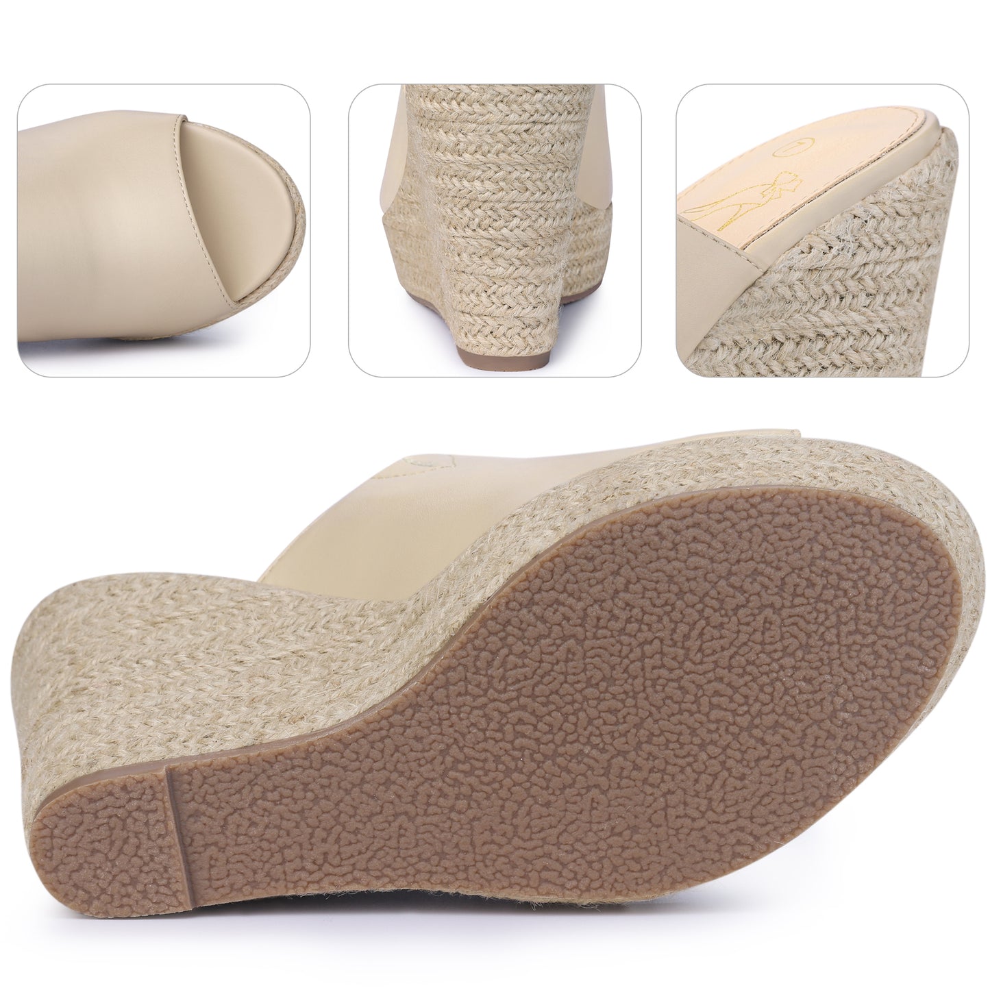 Women Open Toe Espadrille Wedge Heel Platform Slide Sandal