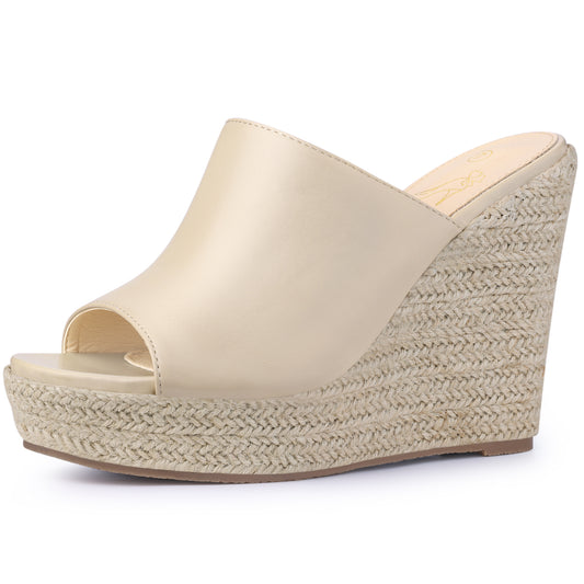 Women Open Toe Espadrille Wedge Heel Platform Slide Sandal