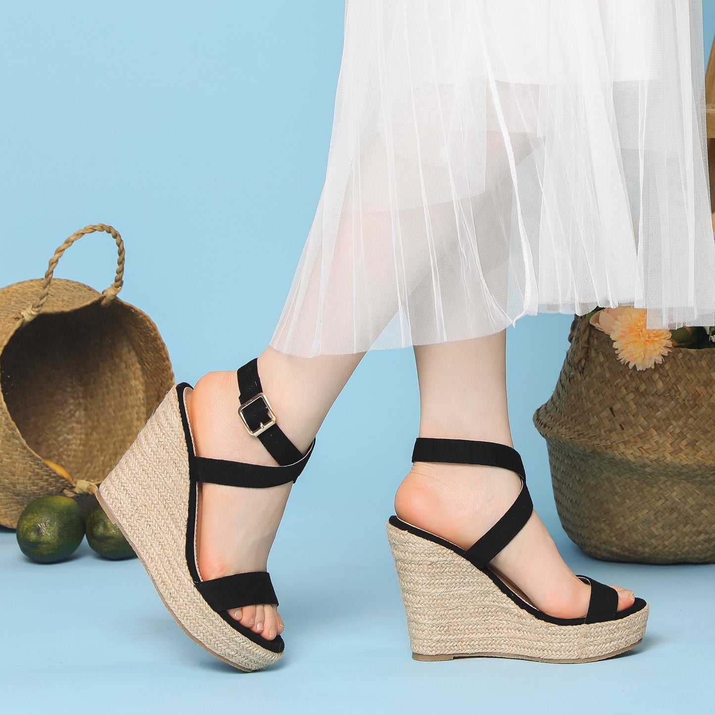 Women Platform Open Toe Crisscross Espadrille Heel Wedge Sandals