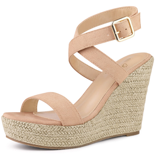 Women Platform Open Toe Crisscross Espadrille Heel Wedge Sandals