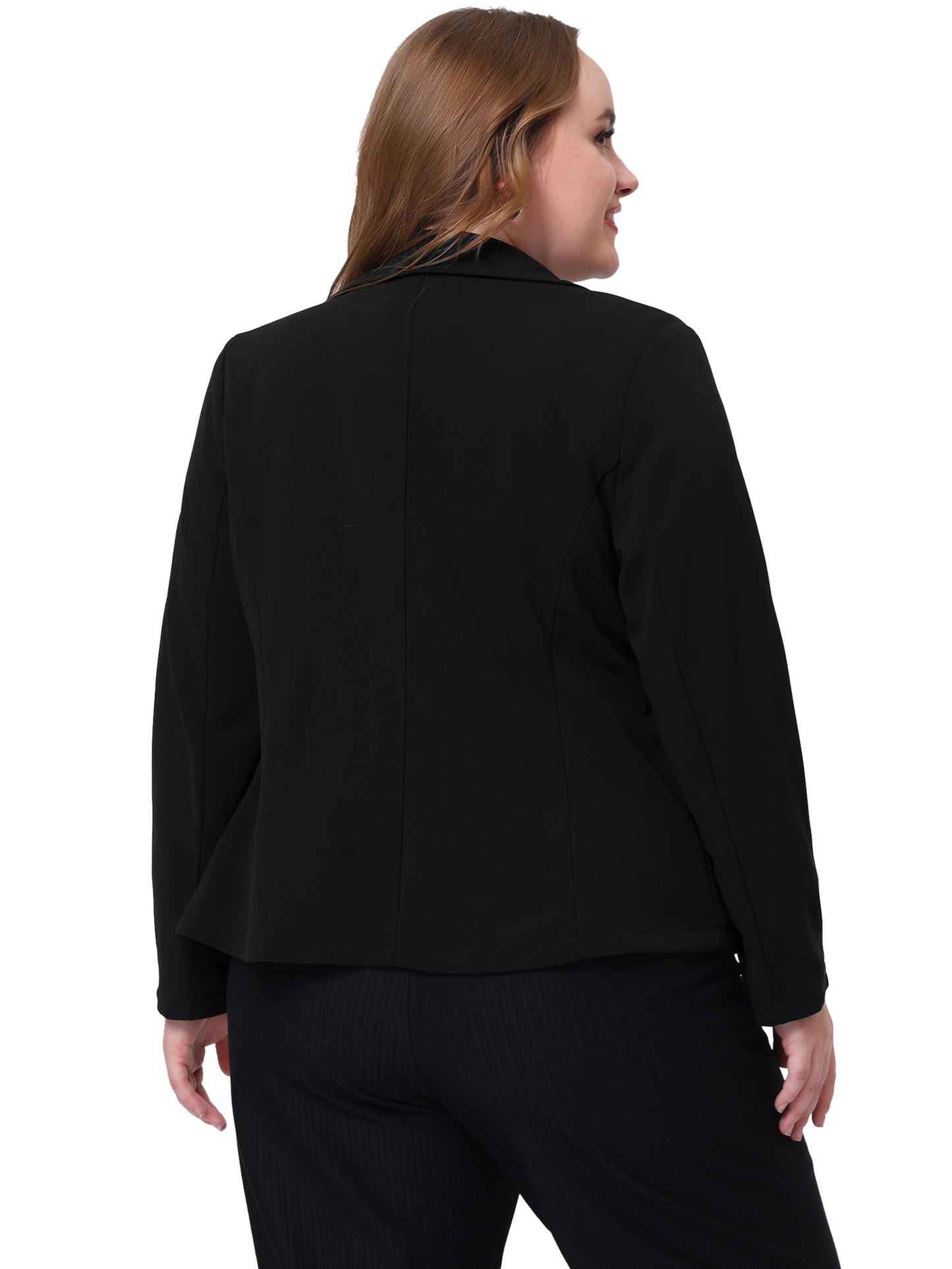 Women Plus Size Blazer Work Jacket Notch Lapel Buttons Front Blazers Jackets