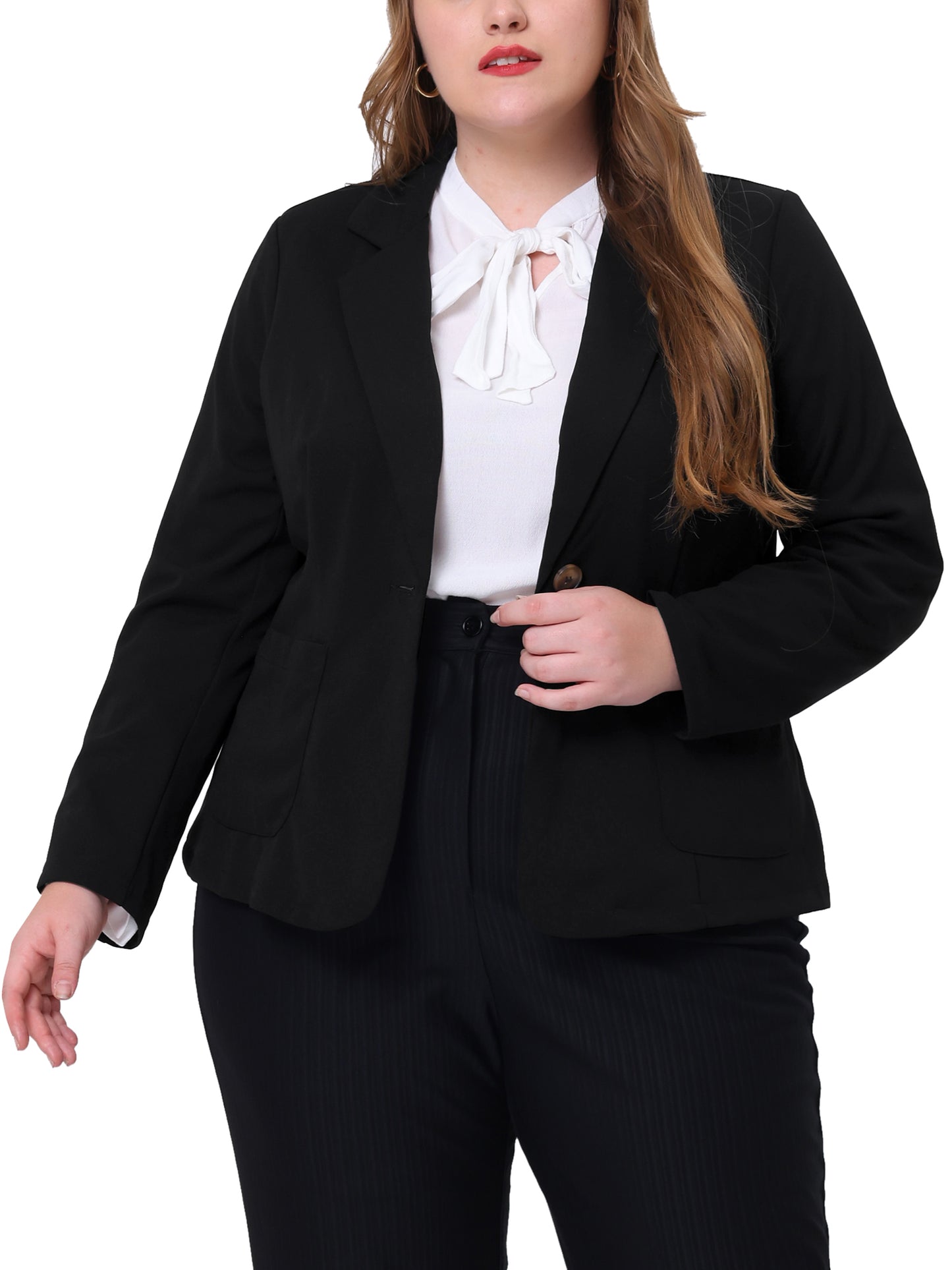 Women Plus Size Blazer Work Jacket Notch Lapel Buttons Front Blazers Jackets