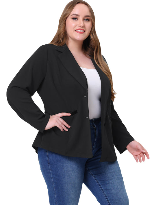 Blazer de talla grande para mujer, con solapa con muescas y cuello en V, para oficina, trabajo, negocios, chaqueta, blazer