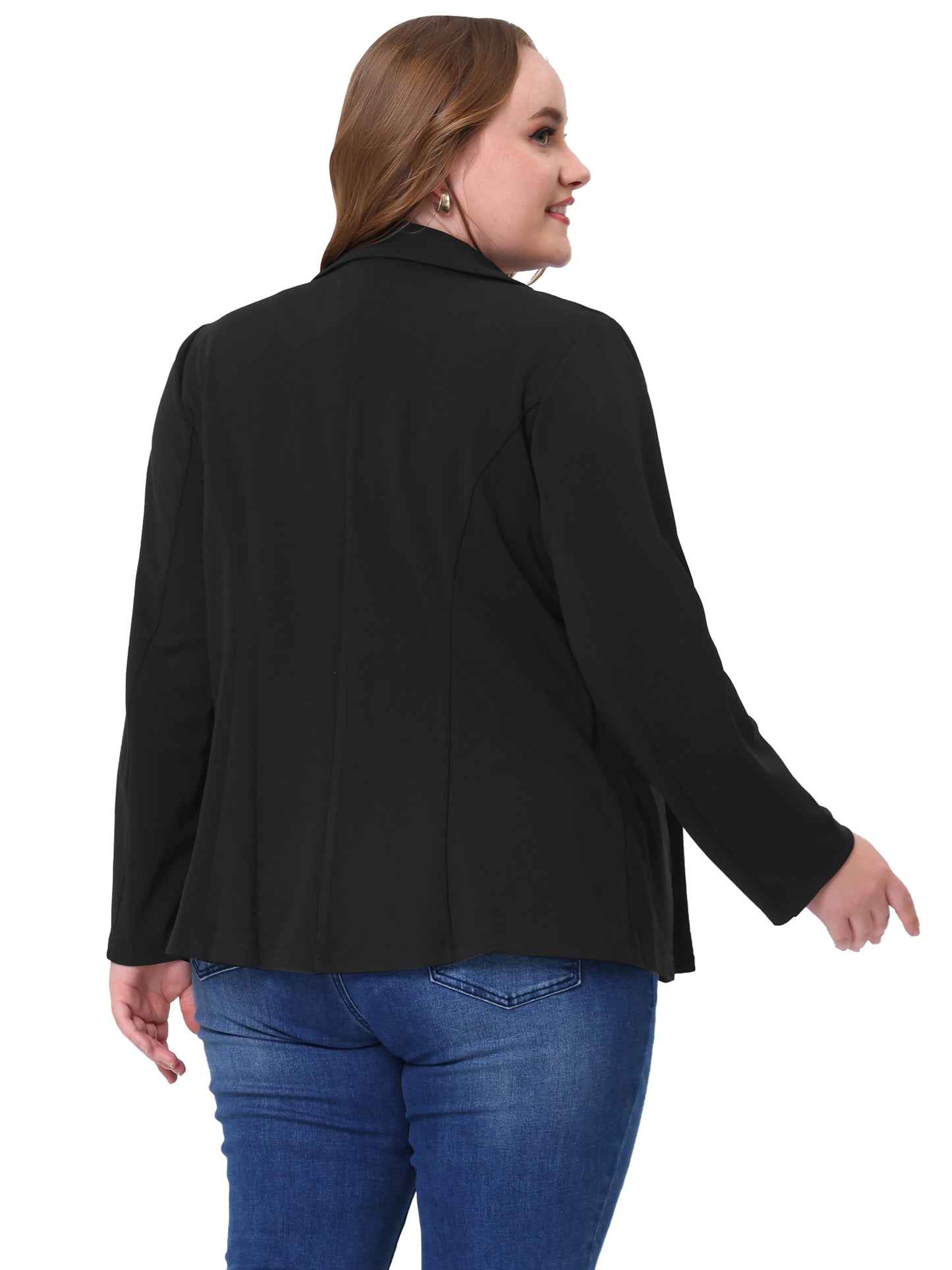 Blazer de talla grande para mujer, con solapa con muescas y cuello en V, para oficina, trabajo, negocios, chaqueta, blazer