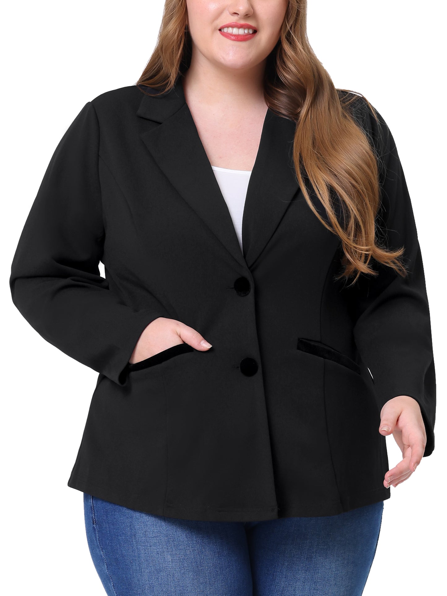 Blazer de talla grande para mujer, con solapa con muescas y cuello en V, para oficina, trabajo, negocios, chaqueta, blazer