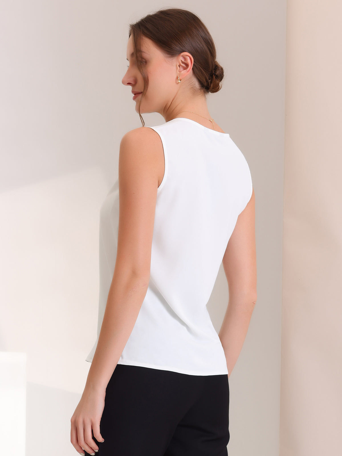 [PACK SALES] Women's 2 Pieces Chiffon V Neck Sleeveless Office Work Shirts