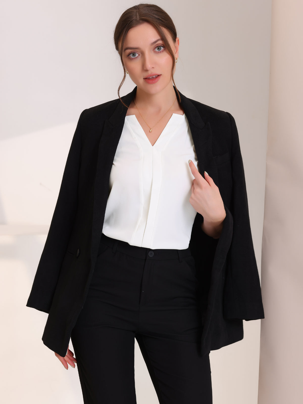 [PACK SALES] Women's 2 Pieces Chiffon V Neck Sleeveless Office Work Shirts