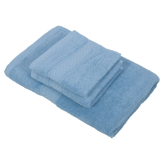 3 Pcs Cotton Bath Towel, Soft Absorbent Classic Towels Set, Blue Gray