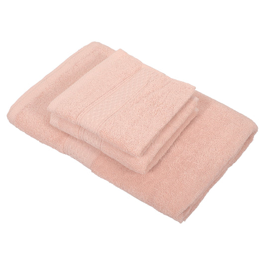 3 Pcs Cotton Bath Towel, Soft Absorbent Classic Towels Set, Light Pink