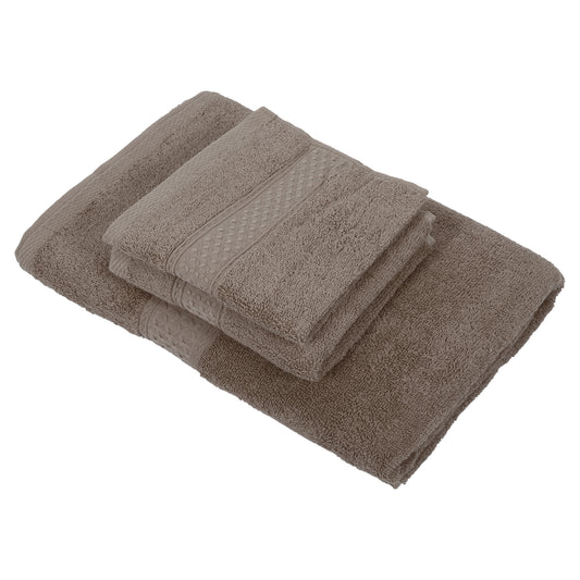 3 Pcs Cotton Bath Towel, Soft Absorbent Classic Towels Set, Coffee Color