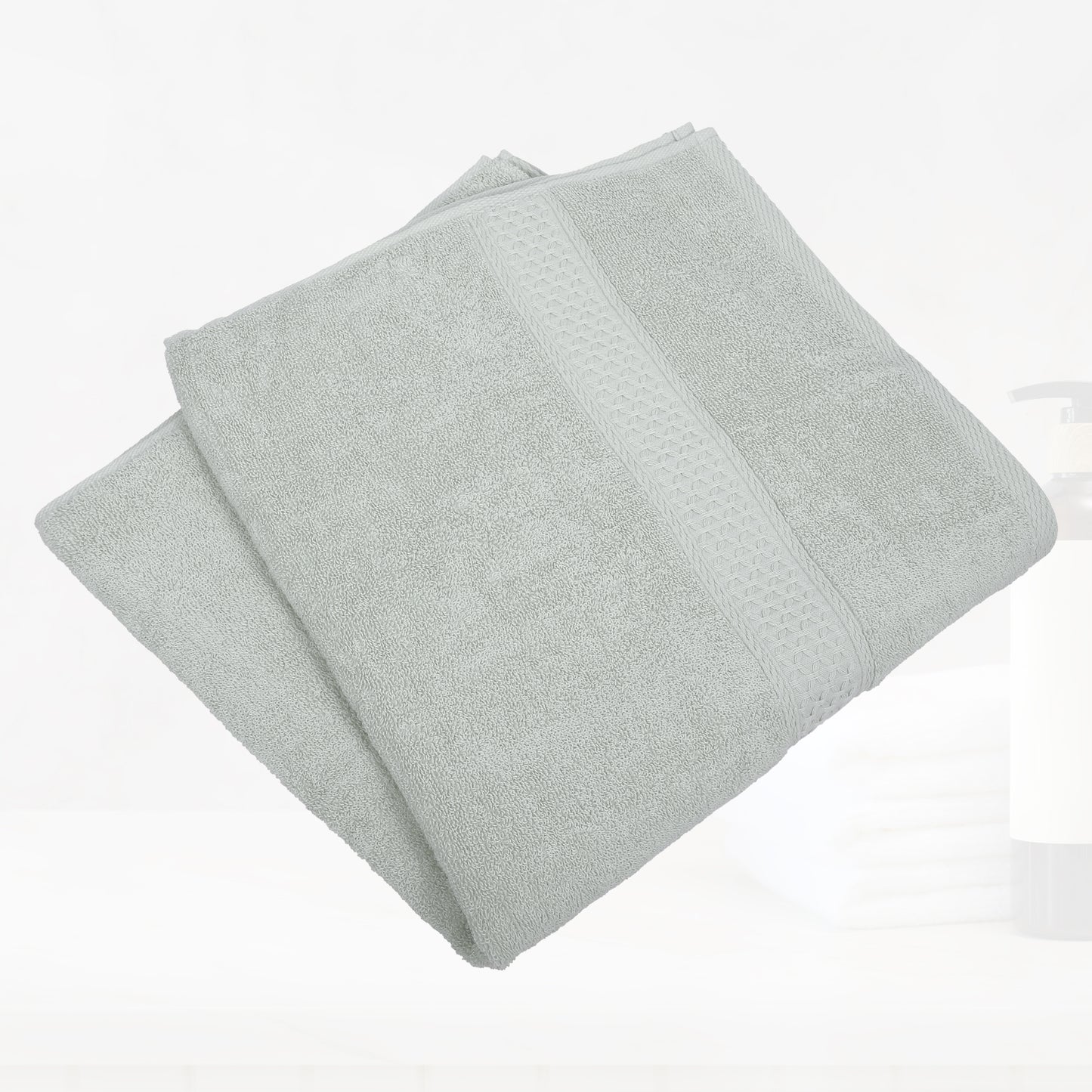 3 Pcs Cotton Bath Towel, Soft Absorbent Classic Towels Set, Light Gray