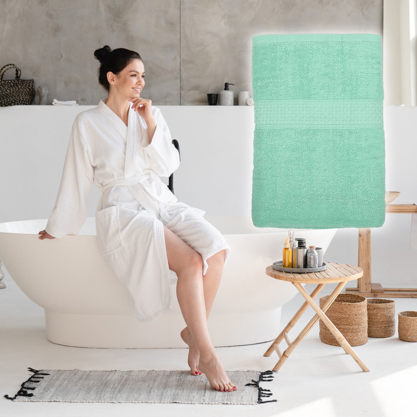 1 Pc Classic Absorbent Cotton Bath Towel, Olive Green 27.56" x 55.12"
