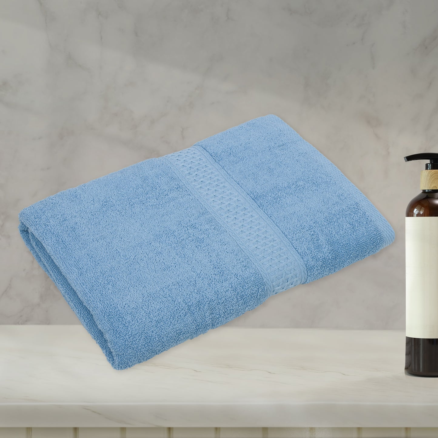 1 Pc Classic Absorbent Cotton Bath Towel, Blue Gray 27.56"x55.12"