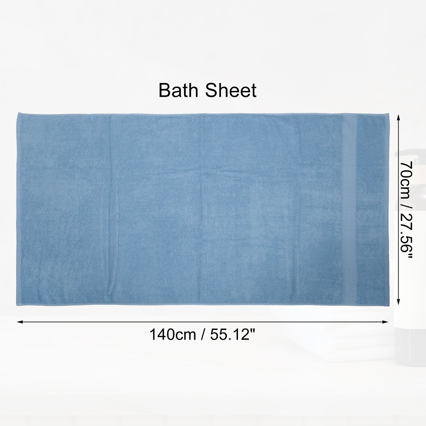1 Pc Classic Absorbent Cotton Bath Towel, Blue Gray 27.56"x55.12"