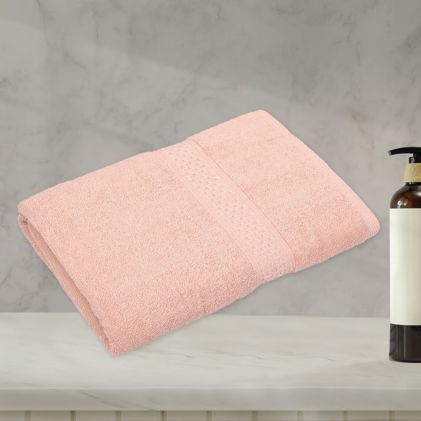 1 Pc Classic Absorbent Cotton Bath Towel, Light Pink 27.56"x55.12"