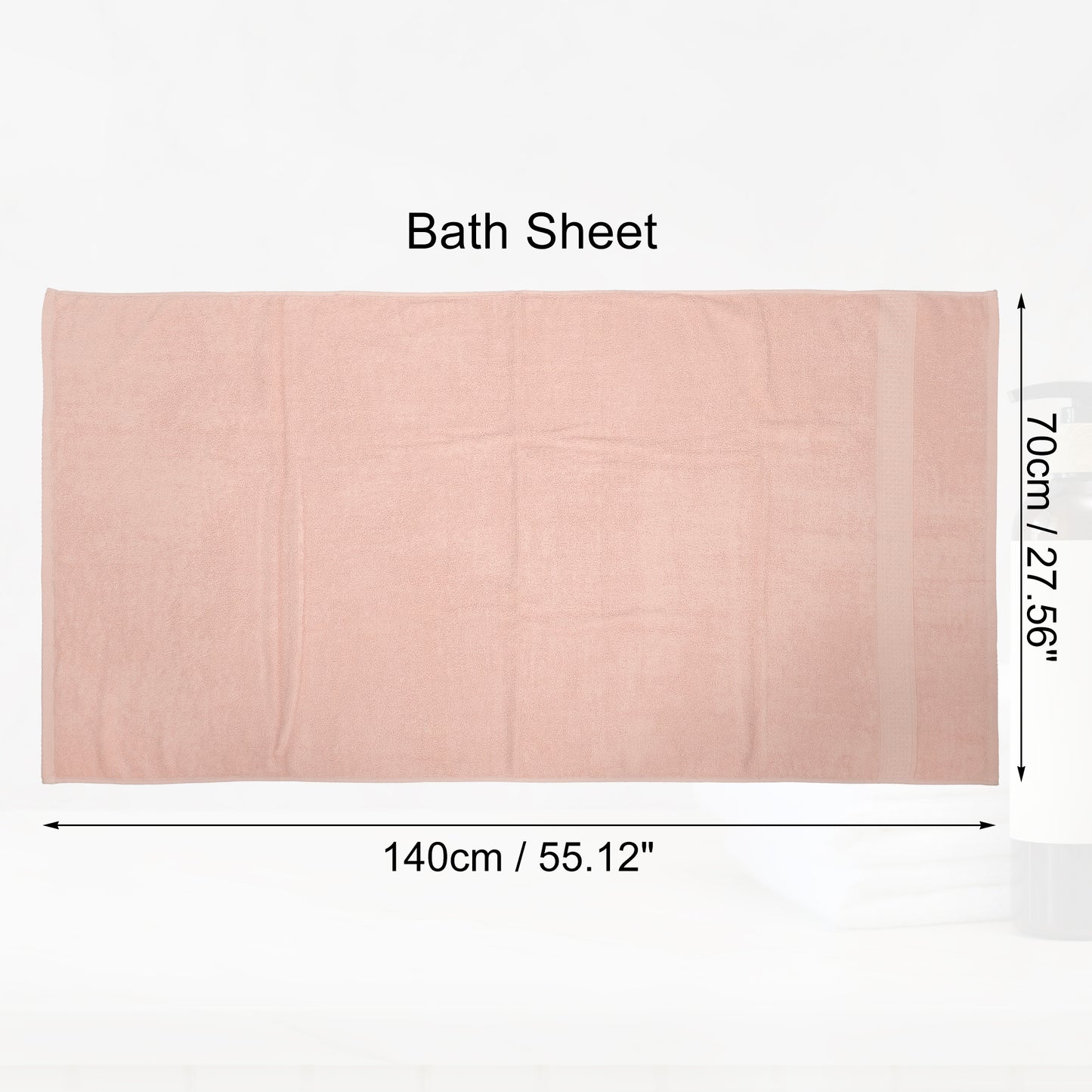 1 Pc Classic Absorbent Cotton Bath Towel, Light Pink 27.56"x55.12"