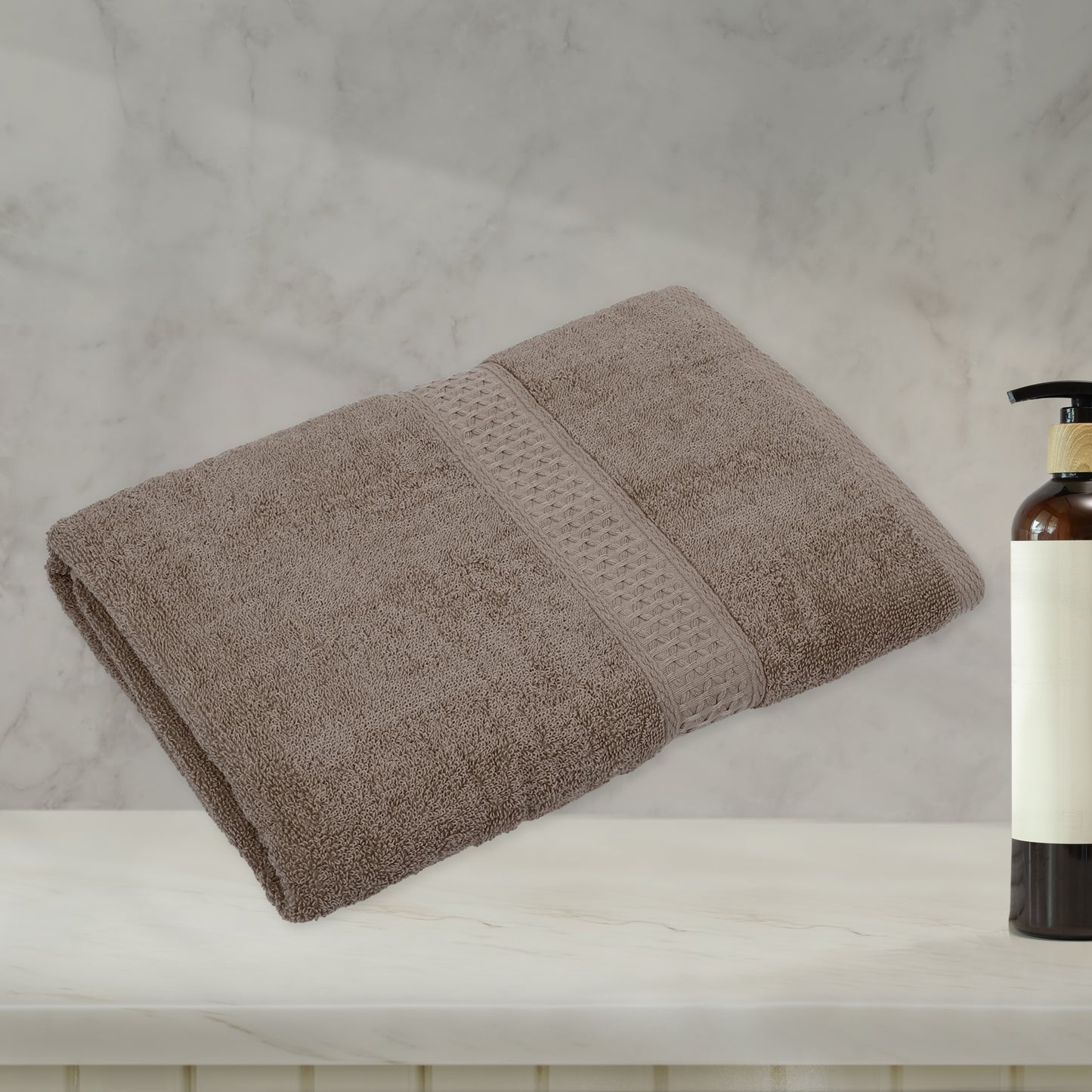 1 Pc Classic Absorbent Cotton Bath Towel, Coffee Color 27.56"x55.12"