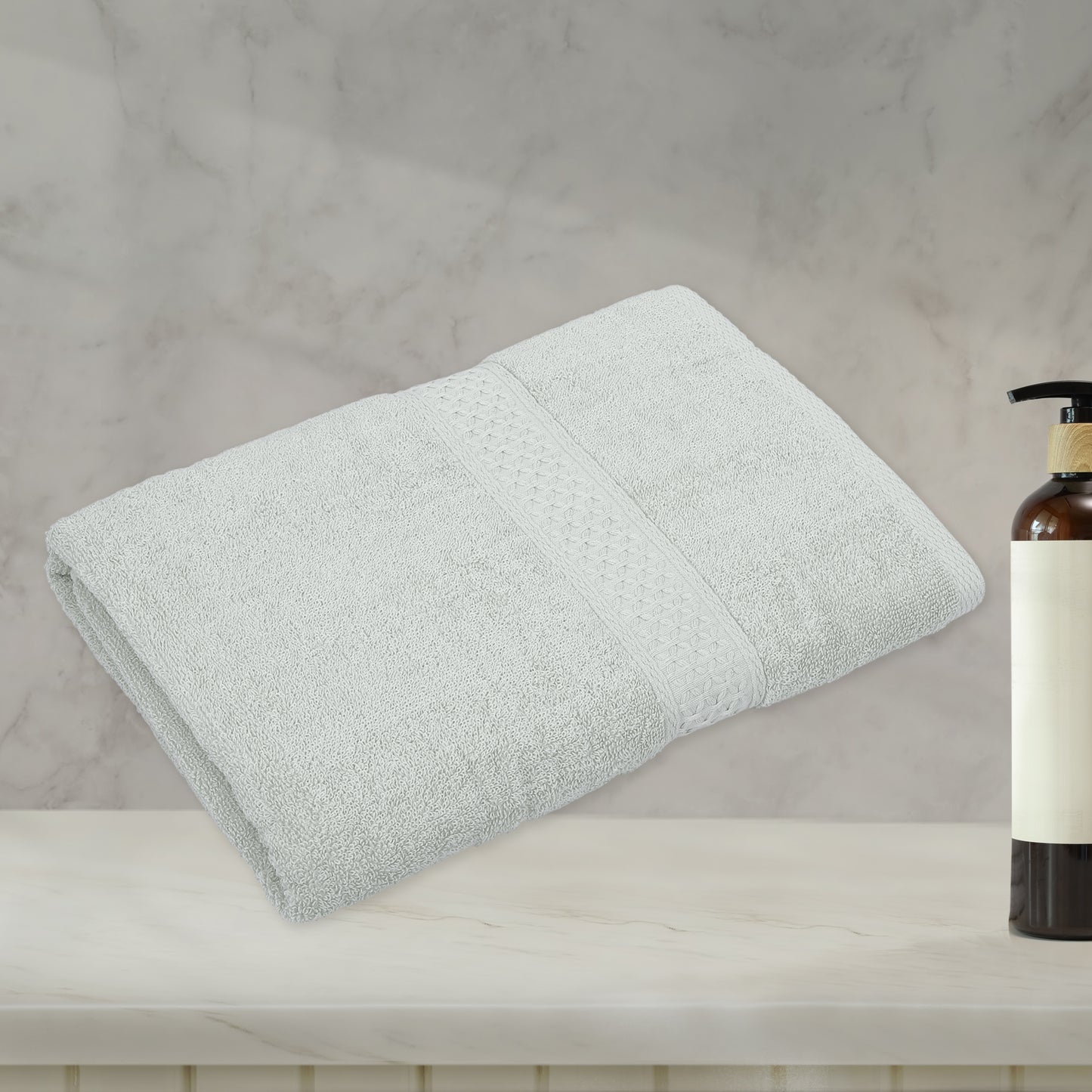 1 Pc Classic Absorbent Cotton Bath Towel, Light Gray 27.56"x55.12"