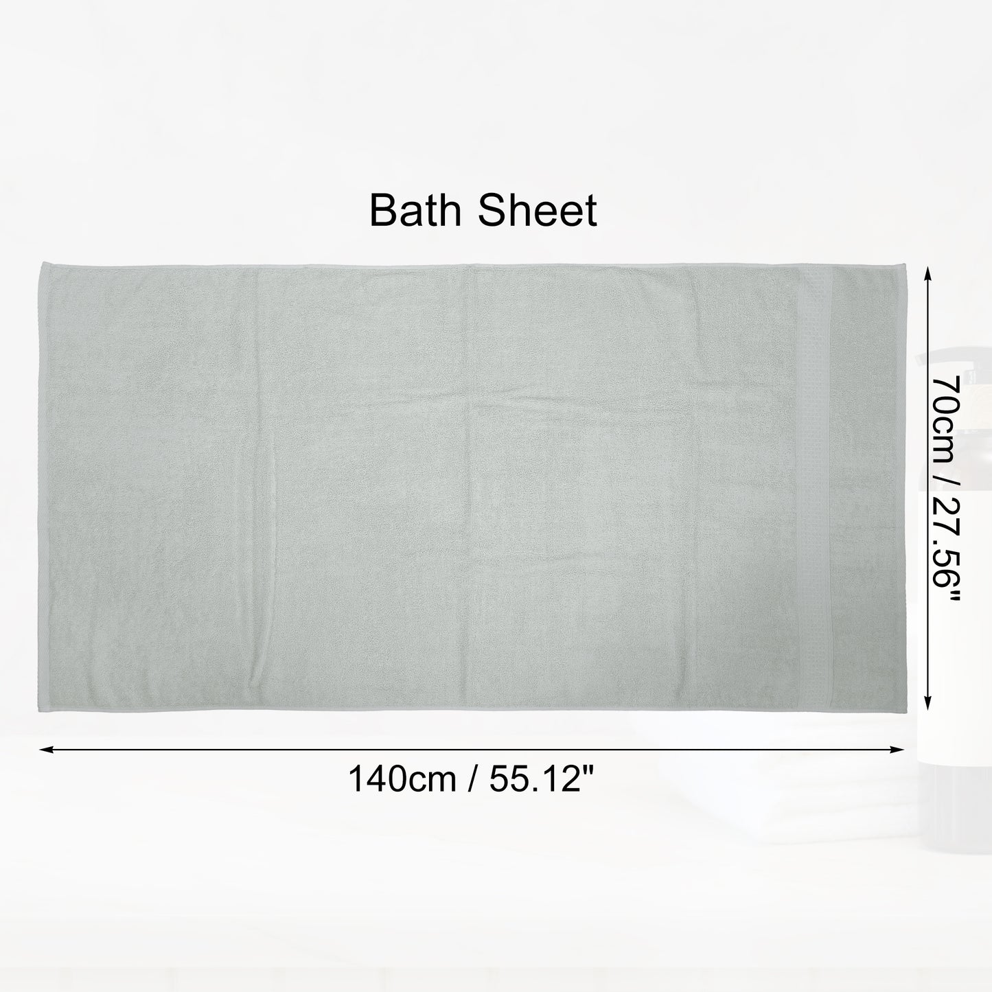 1 Pc Classic Absorbent Cotton Bath Towel, Light Gray 27.56"x55.12"