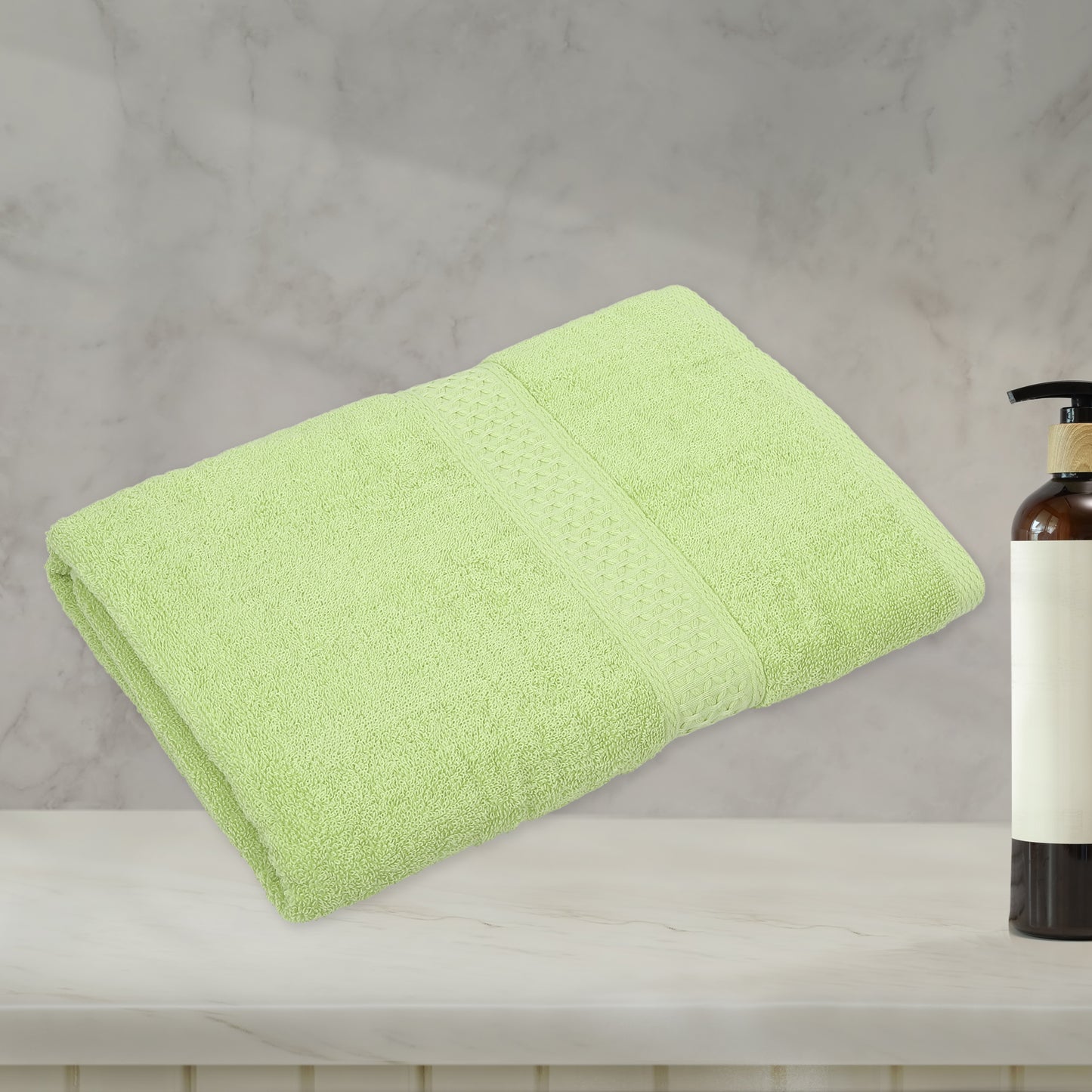 1 Pc Classic Absorbent Cotton Bath Towel, Green 27.56"x55.12"