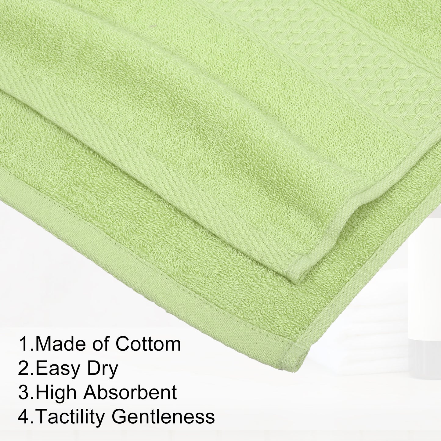 1 Pc Classic Absorbent Cotton Bath Towel, Green 27.56"x55.12"