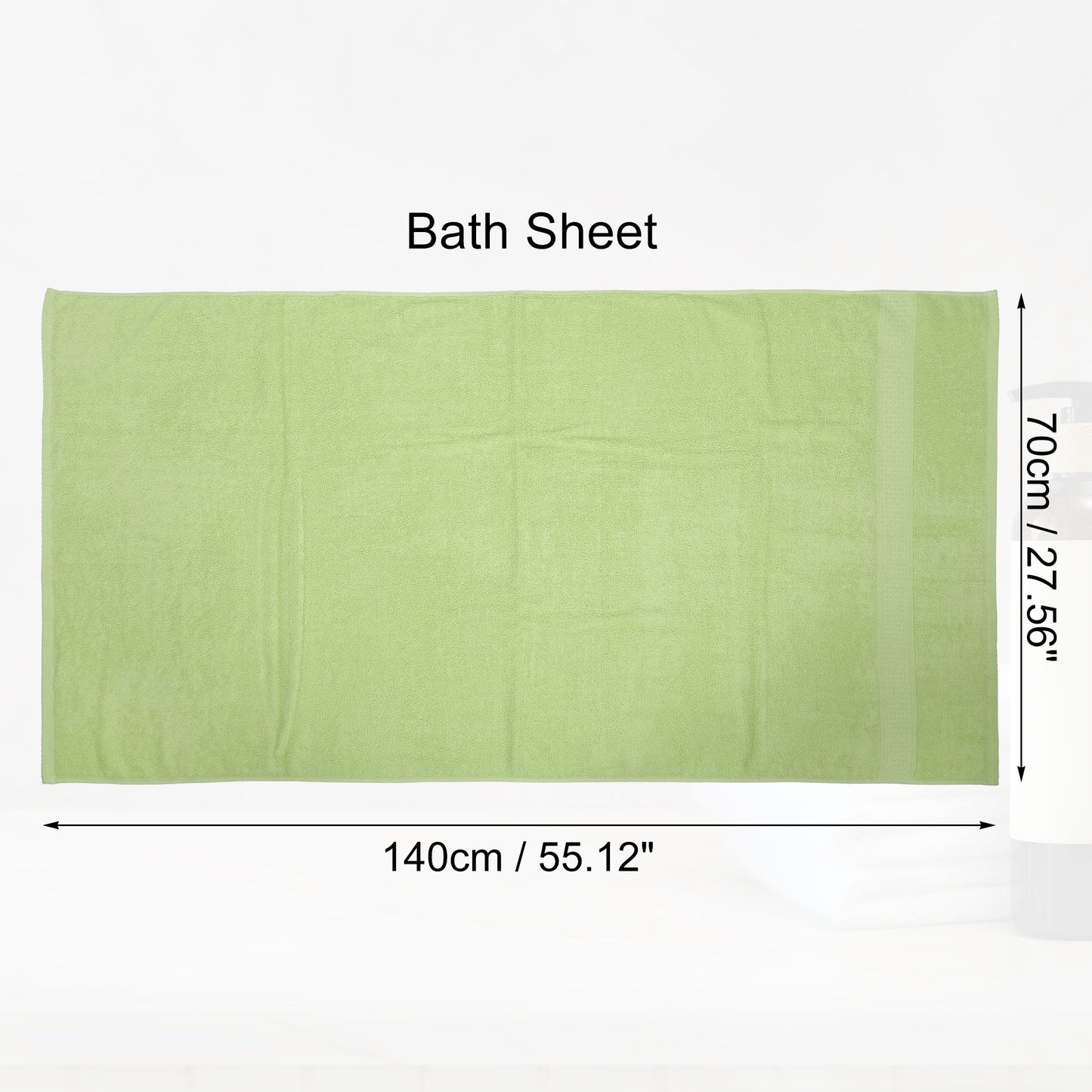 1 Pc Classic Absorbent Cotton Bath Towel, Green 27.56"x55.12"