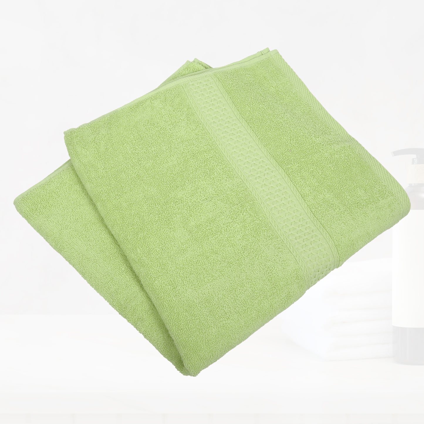 1 Pc Classic Absorbent Cotton Bath Towel, Green 27.56"x55.12"