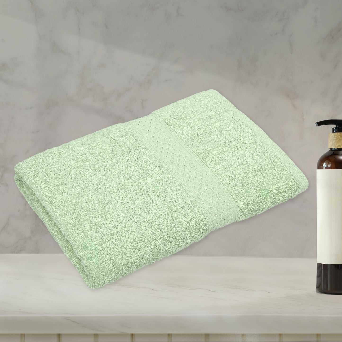 1 Pc Classic Absorbent Cotton Bath Towel, Light Green 27.56"x55.12"