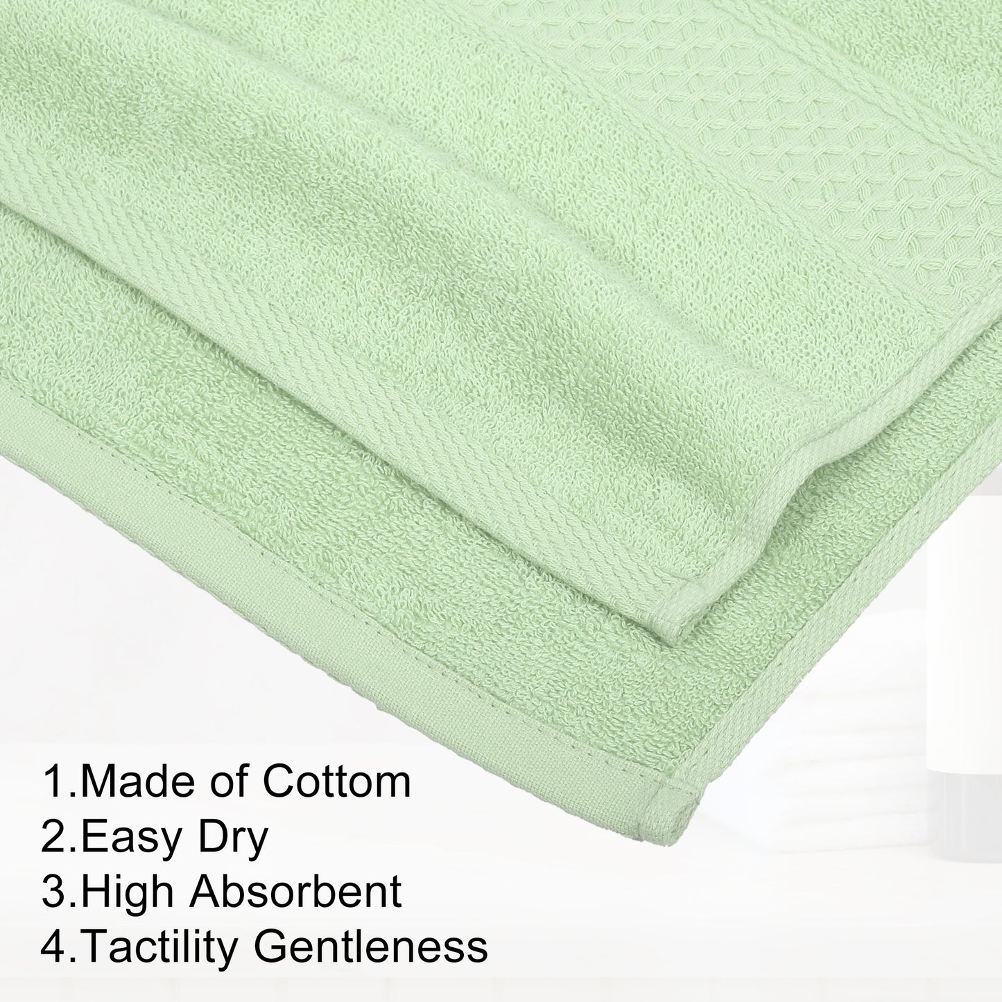 1 Pc Classic Absorbent Cotton Bath Towel, Light Green 27.56"x55.12"