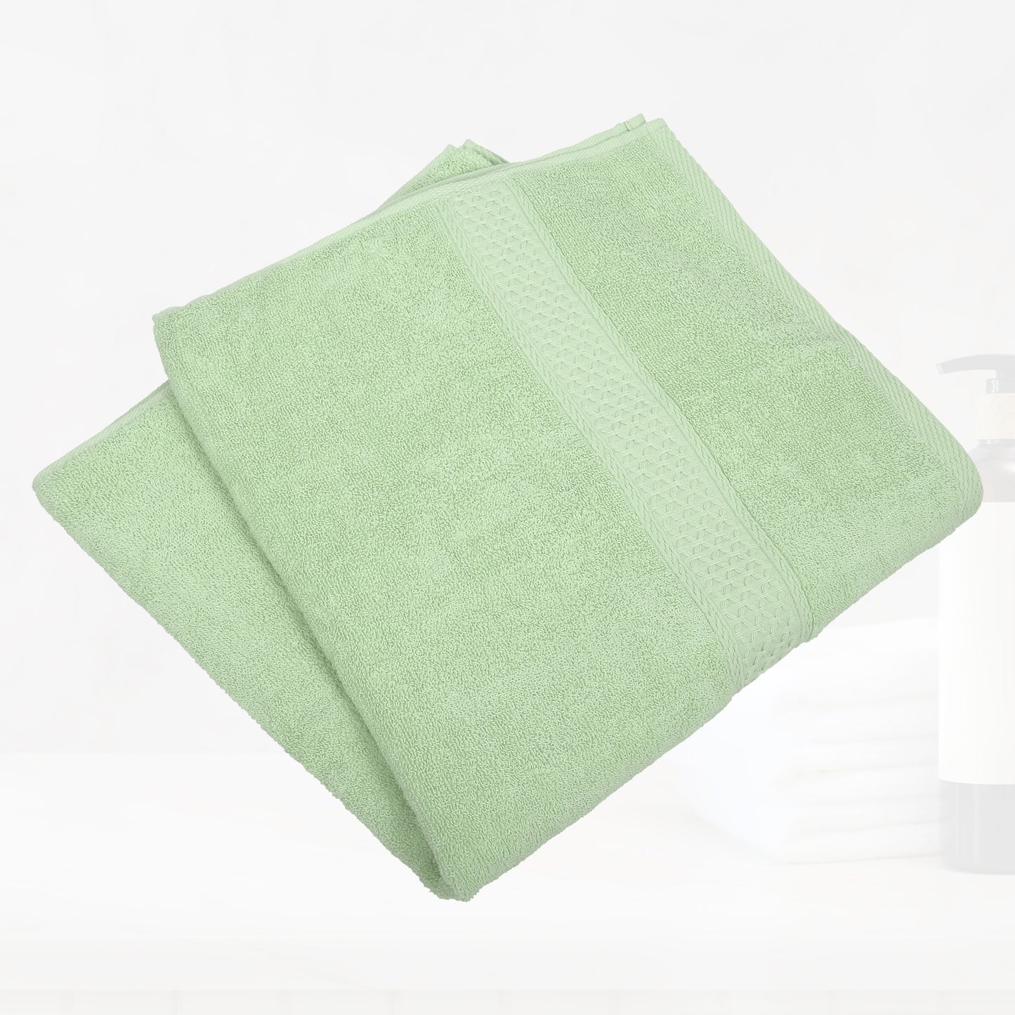 1 Pc Classic Absorbent Cotton Bath Towel, Light Green 27.56"x55.12"
