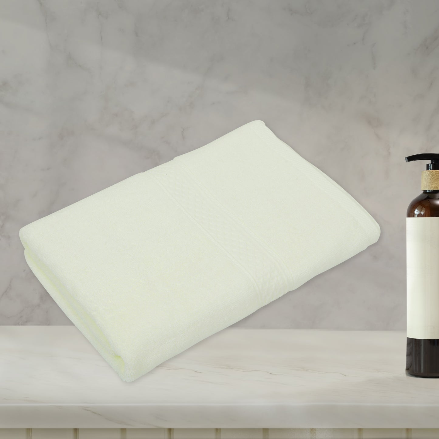 1 Pc Classic Absorbent Cotton Bath Towel, Light Yellow 27.56"x55.12"
