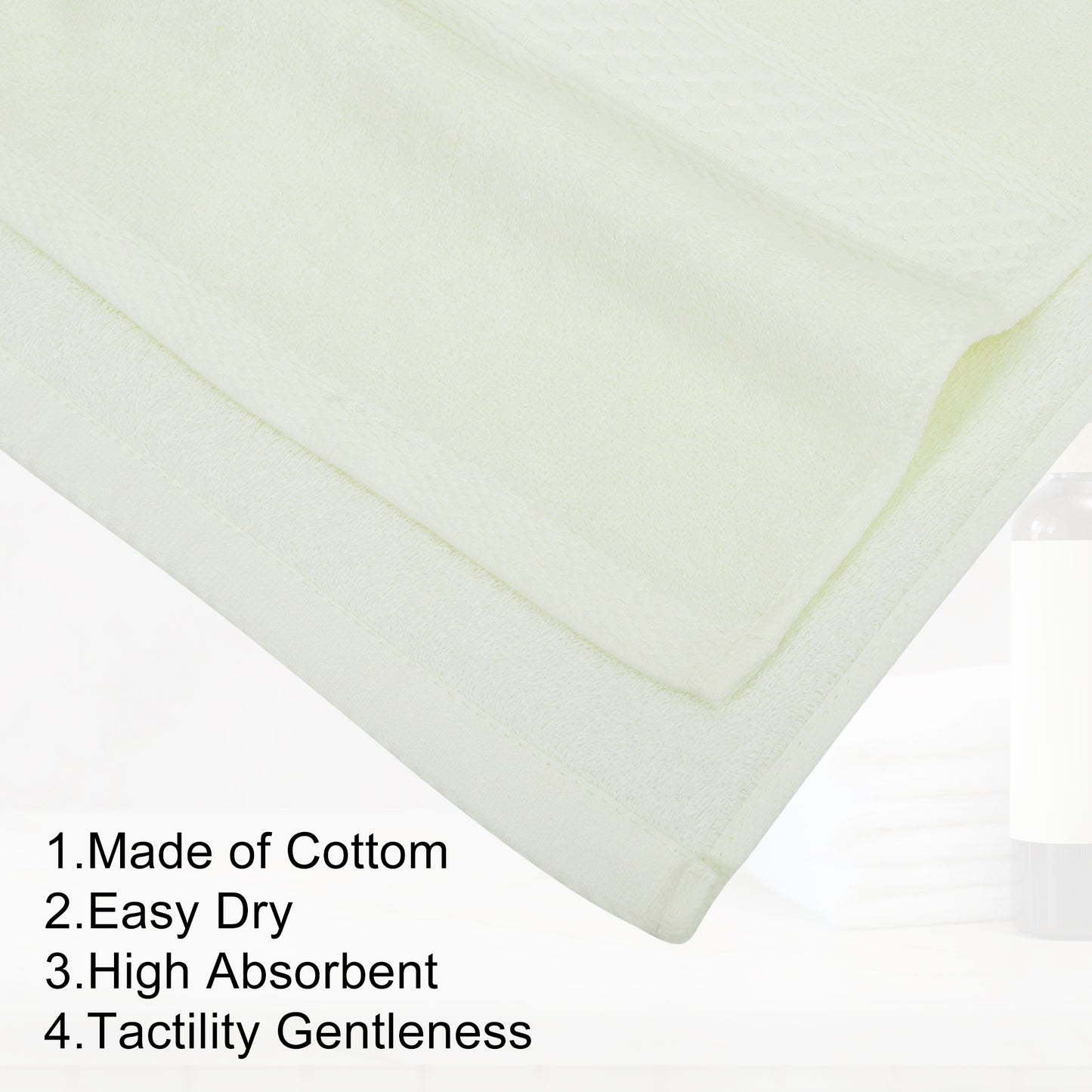 1 Pc Classic Absorbent Cotton Bath Towel, Light Yellow 27.56"x55.12"