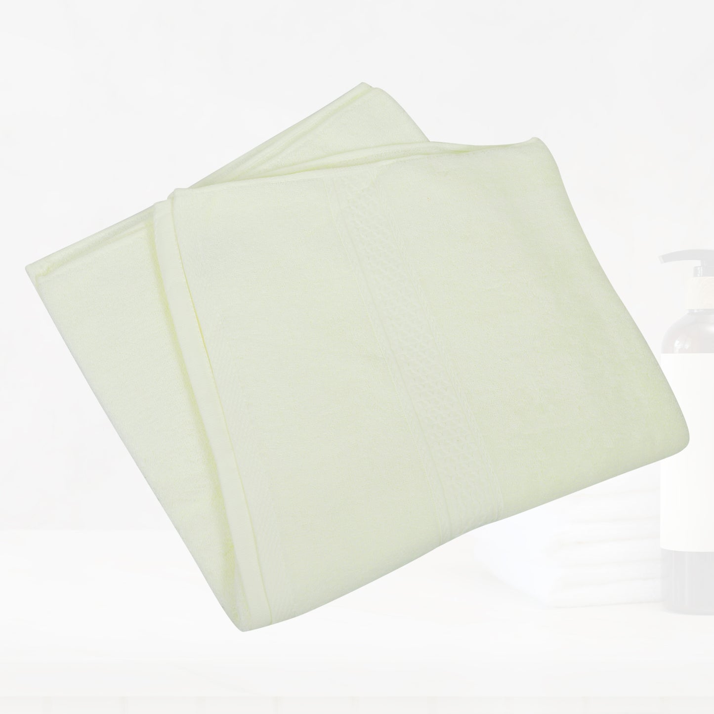 1 Pc Classic Absorbent Cotton Bath Towel, Light Yellow 27.56"x55.12"