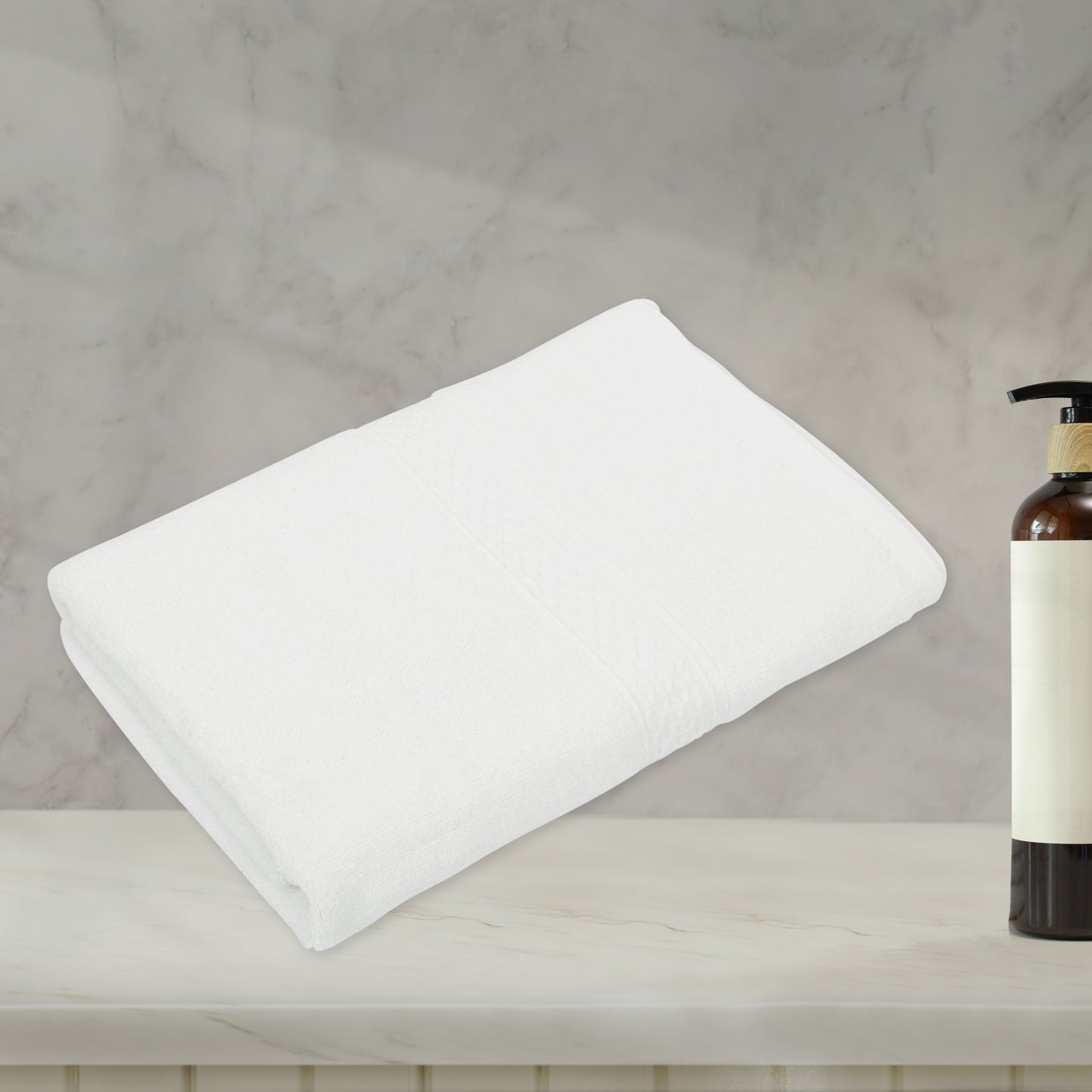 1 Pc Classic Absorbent Cotton Bath Towel, White 27.56"x55.12"