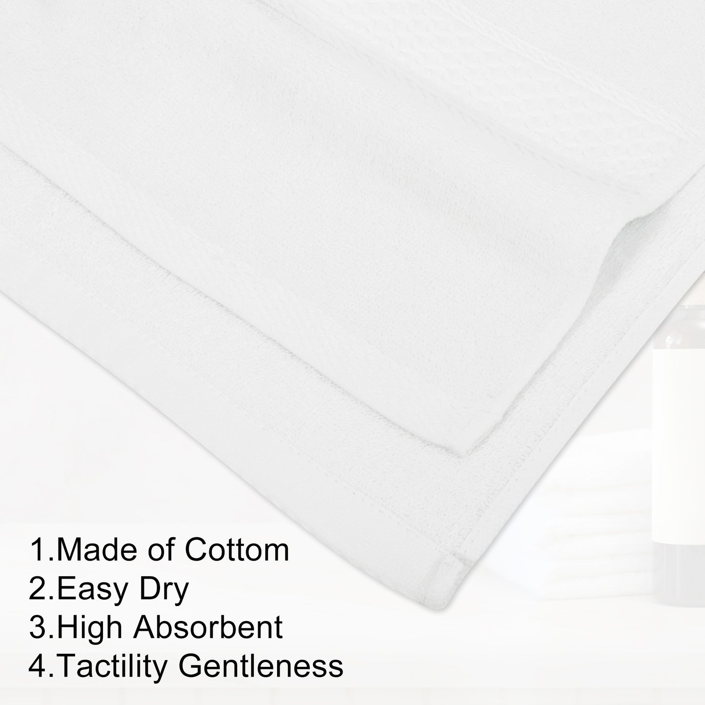 1 Pc Classic Absorbent Cotton Bath Towel, White 27.56"x55.12"