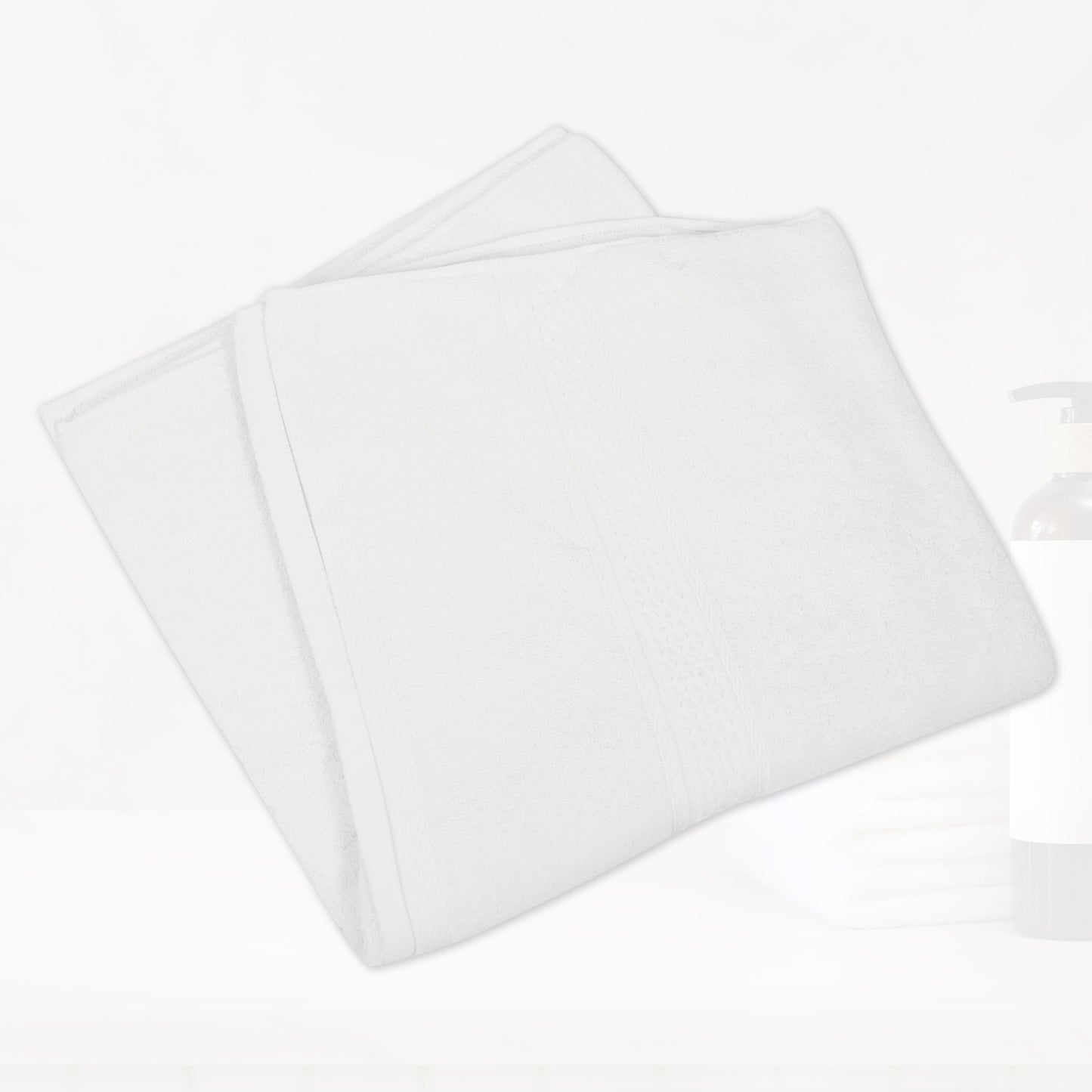 1 Pc Classic Absorbent Cotton Bath Towel, White 27.56"x55.12"