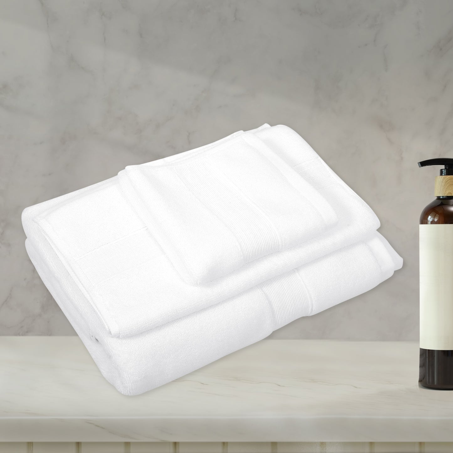 3 Pcs Cotton Bath Towel, Plain Soft Absorbent Towels Set, White