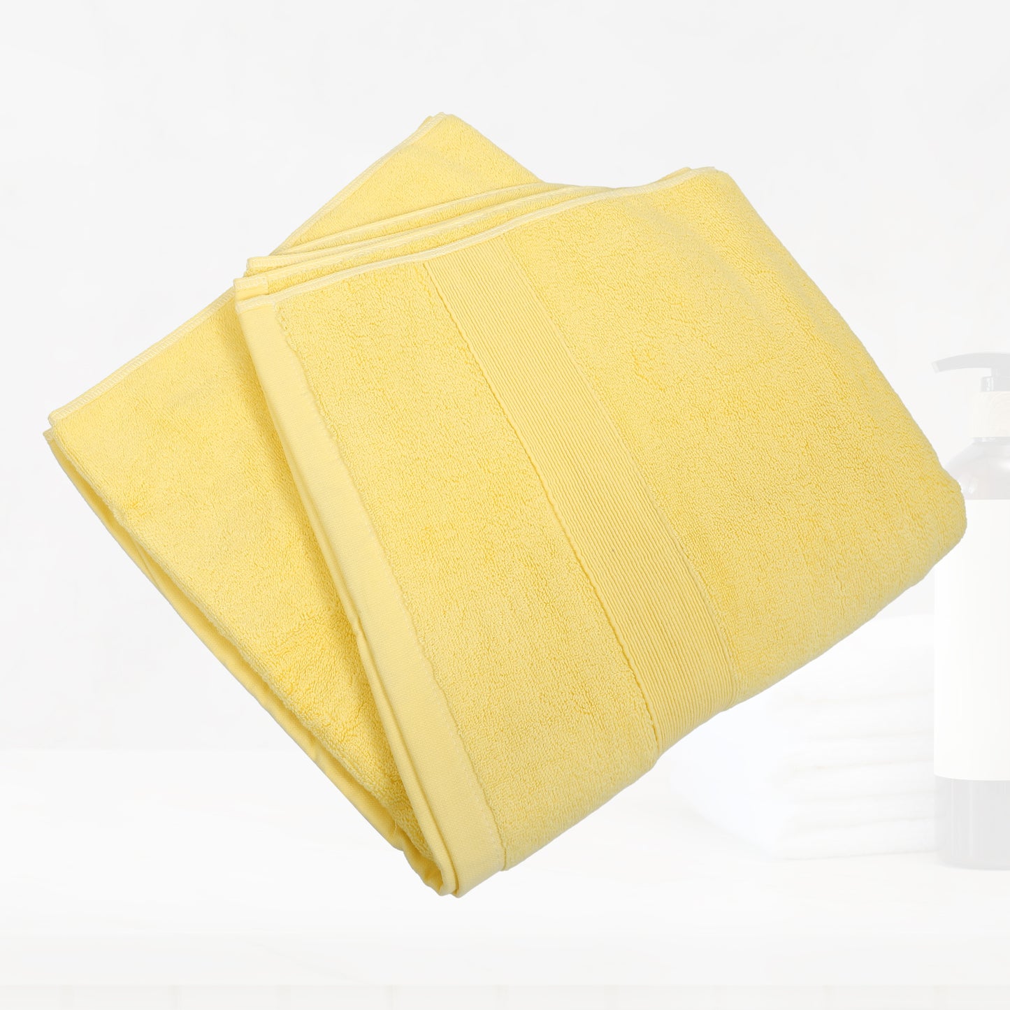 3 Pcs Cotton Bath Towel, Plain Soft Absorbent Towels Set, Yellow