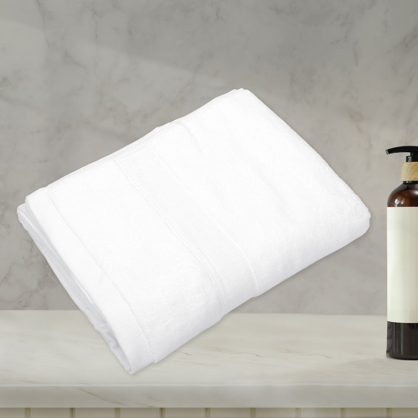 1 Pc Plain Soft Absorbent Cotton Bath Towel, White 27.56" x 55.12"