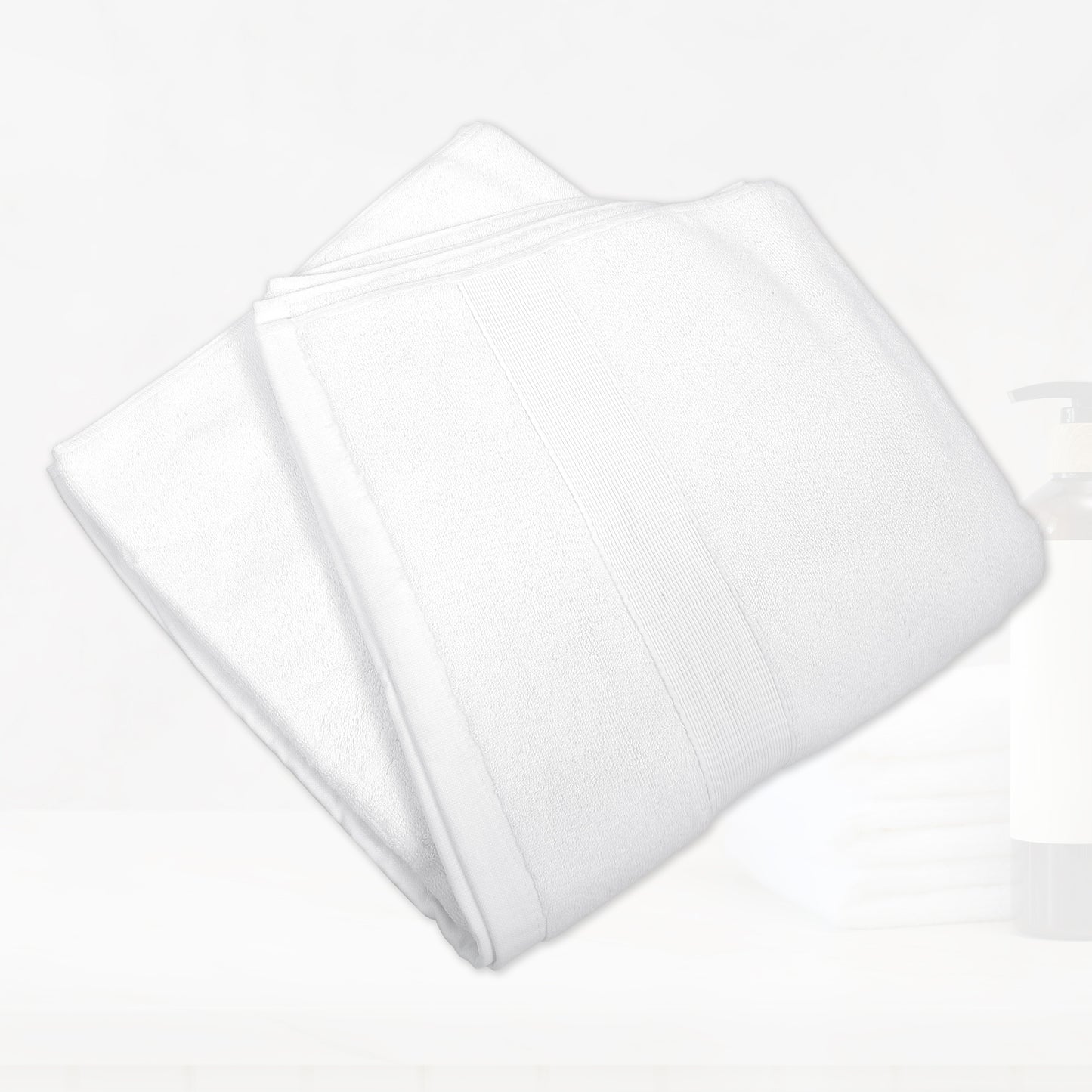 1 Pc Plain Soft Absorbent Cotton Bath Towel, White 27.56" x 55.12"