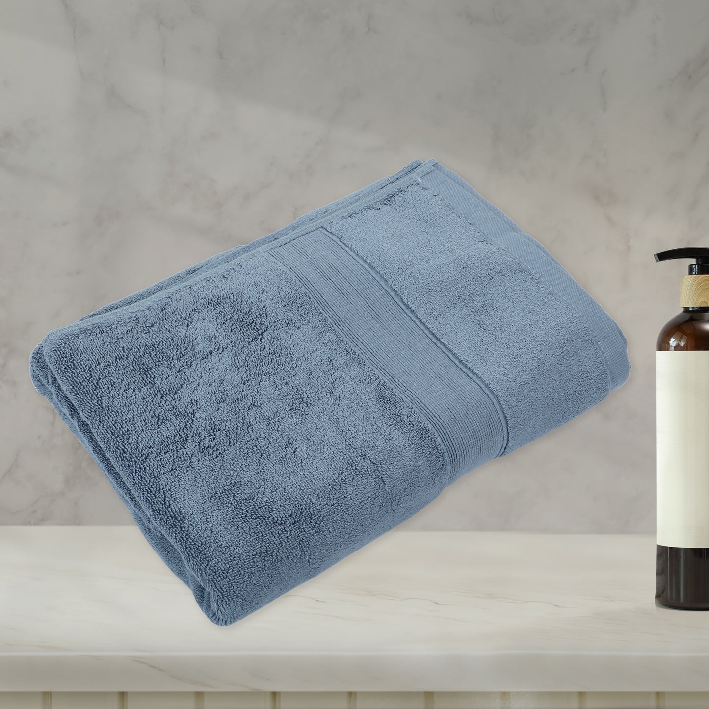 1 Pc Plain Soft Absorbent Cotton Bath Towel, Blue 27.56"x55.12"