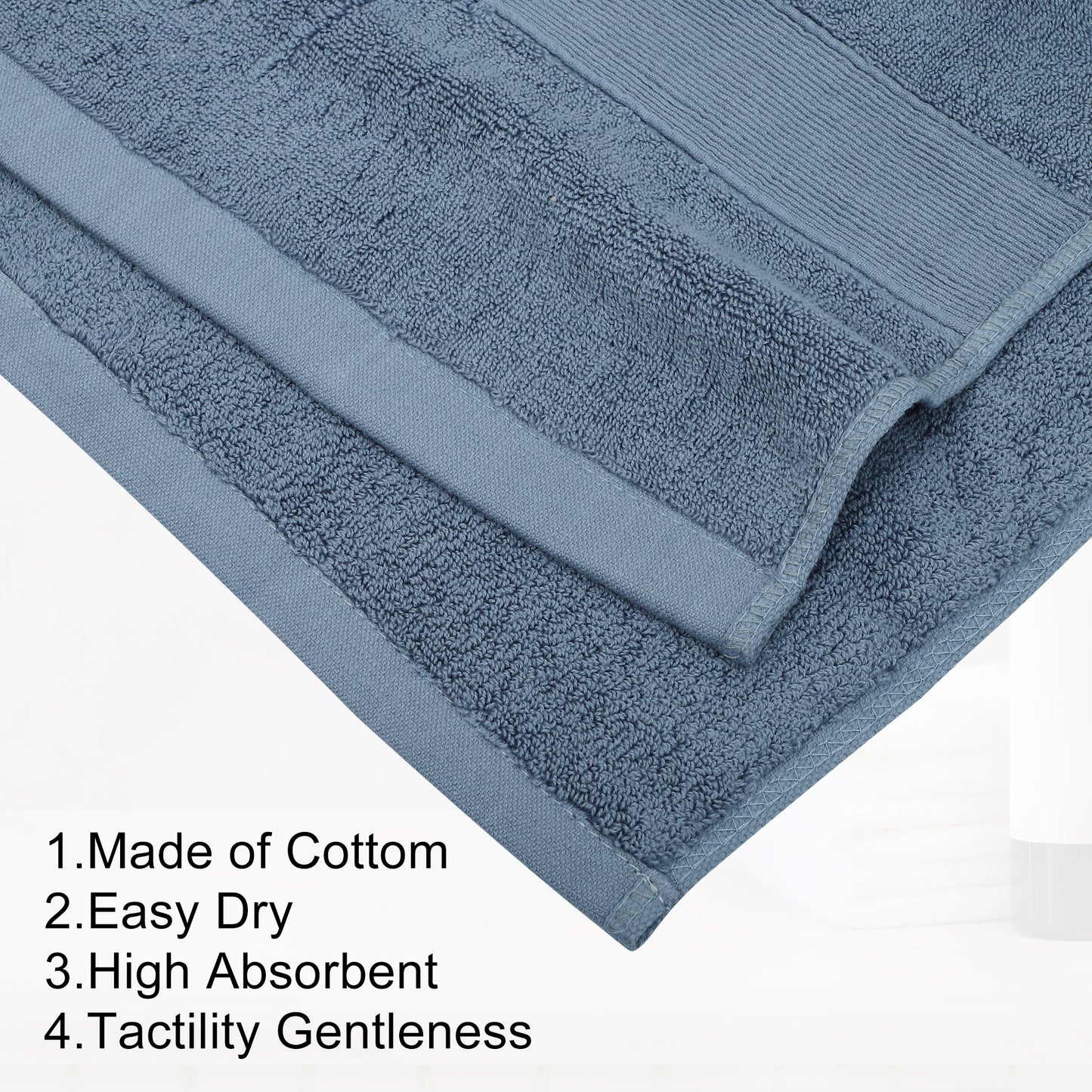 1 Pc Plain Soft Absorbent Cotton Bath Towel, Blue 27.56"x55.12"