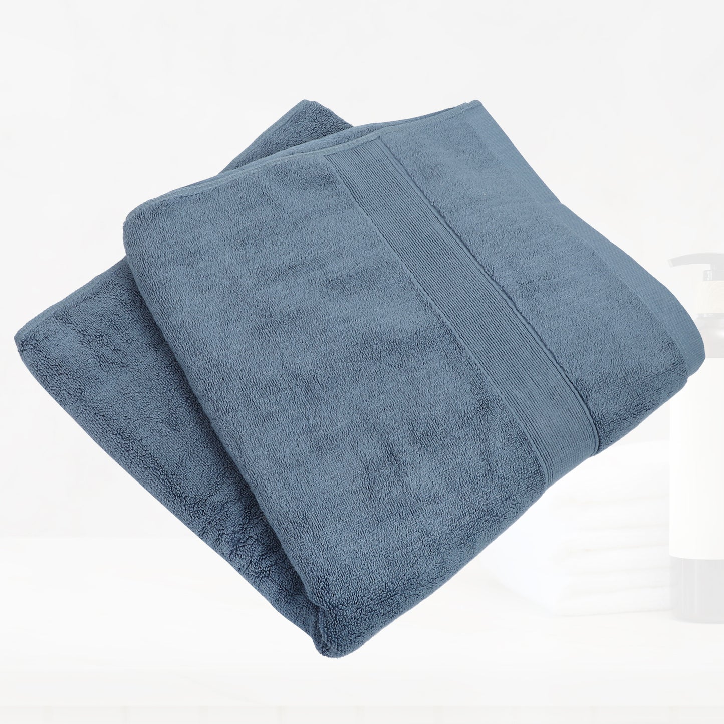 1 Pc Plain Soft Absorbent Cotton Bath Towel, Blue 27.56"x55.12"